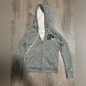 Abercrombie & Fitch zip up hoodie Y2K men small gray